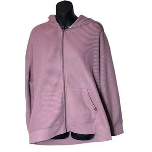 L.L. Bean women’s xl birchwood brushed waffle full zip hoodie pink casual
